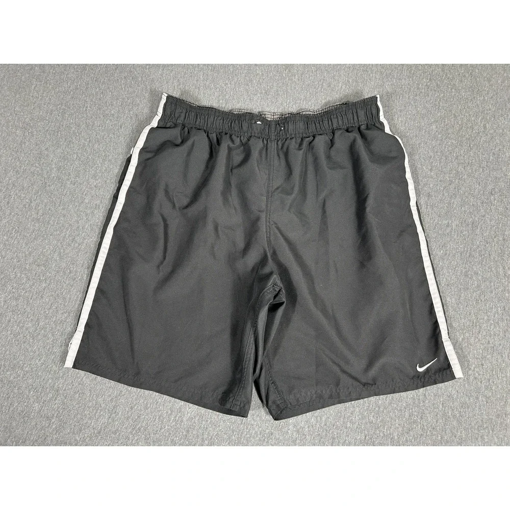 Nike Men's Black Gray Colorblock Mesh Lined Swim Trunks Size XL